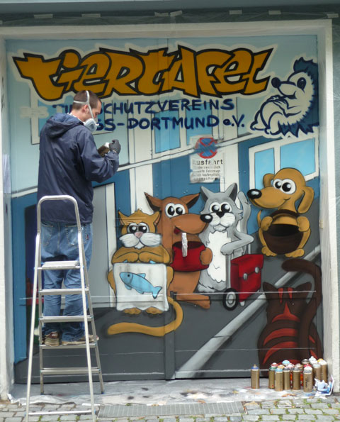 Eingangstor Tiertafel - Graffiti-K&uuml;nstler Herrn Hendrik Stute
